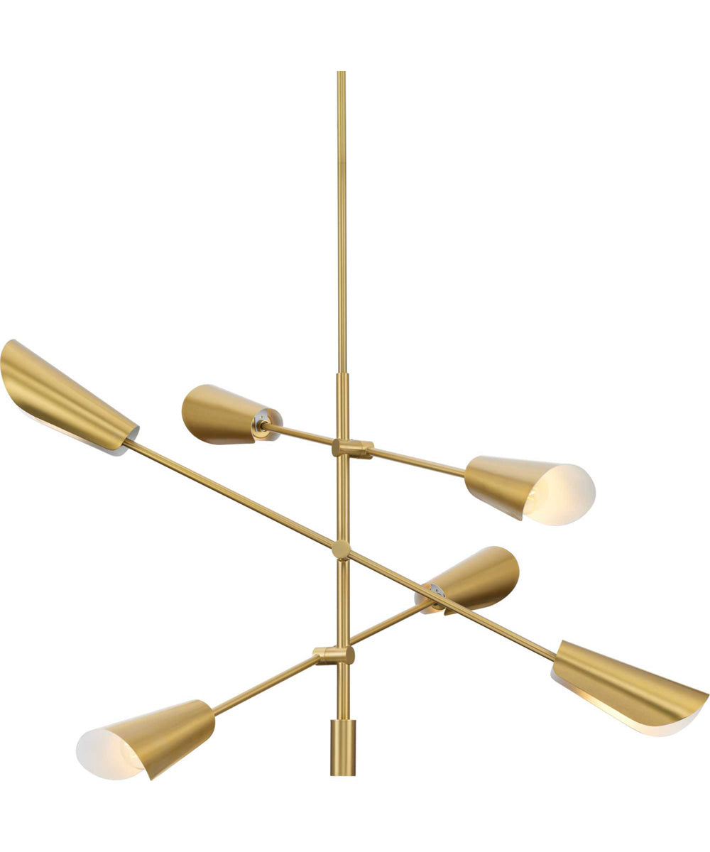 Cornett 6-Light Contemporary Chandelier Brushed Gold