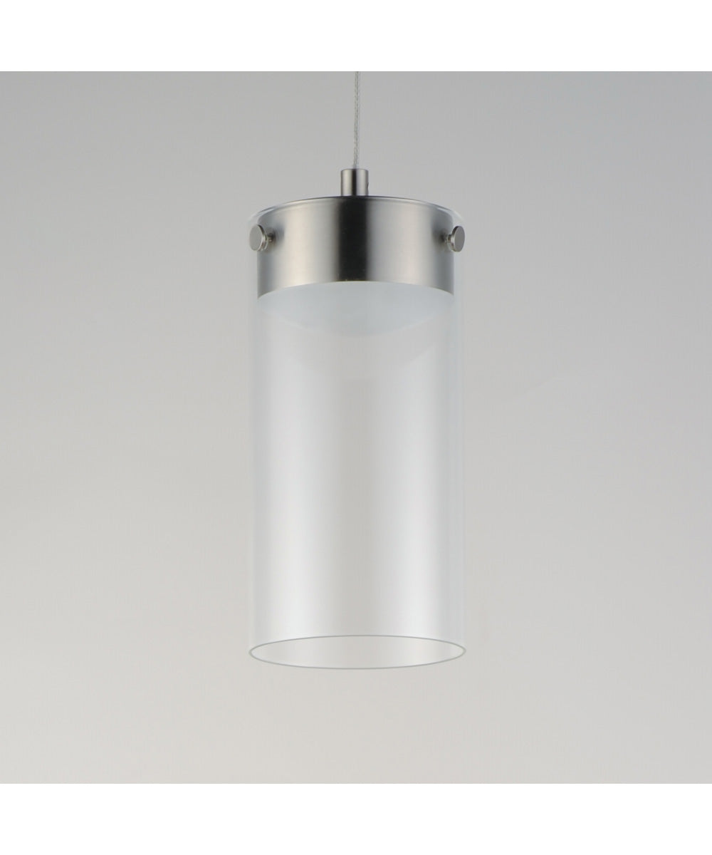 Highball Clear LED Mini Pendant Satin Nickel