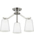 Vertex 3-Light Etched White Convertible Chandelier Brushed Nickel