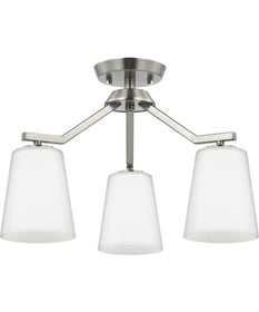 Vertex 3-Light Etched White Convertible Chandelier Brushed Nickel