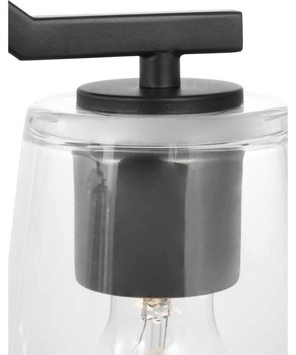 Vertex 3-Light Clear Glass Convertible Chandelier Matte Black
