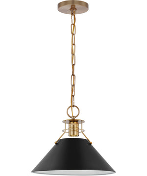 Outpost 1-Light Pendant Matte Black / Burnished Brass