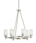 26"w Circolo 6-Light Circular Chandelier Light Brushed Nickel Finish, Clear Etched Glass Shades