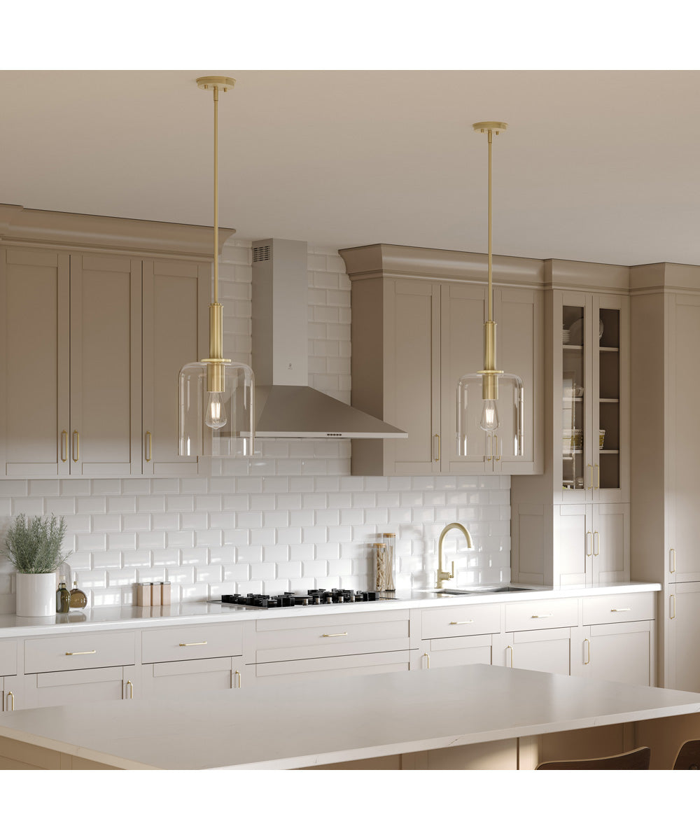 Reines 1-Light Pendant with Clear Glass Shade Brushed Gold