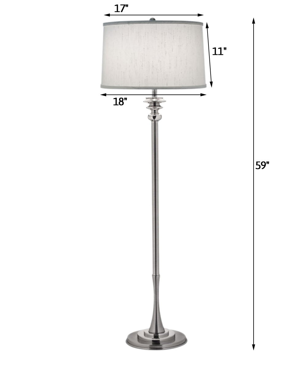 59"H Antique & Polished Nickel Signature by Stiffel Floor Lamp, 3-Way