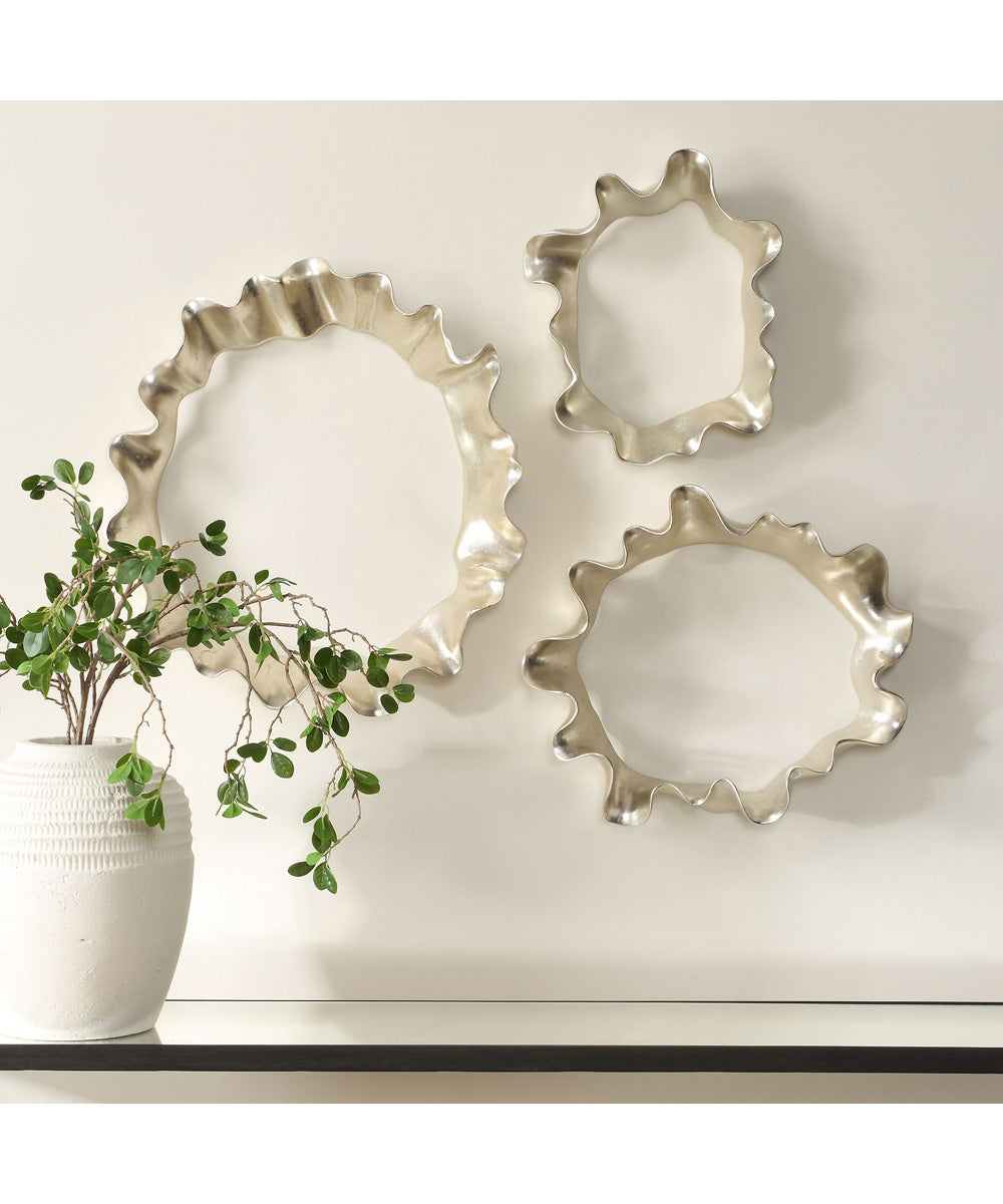 Ripple Effect Silver Wall Art Set of 3