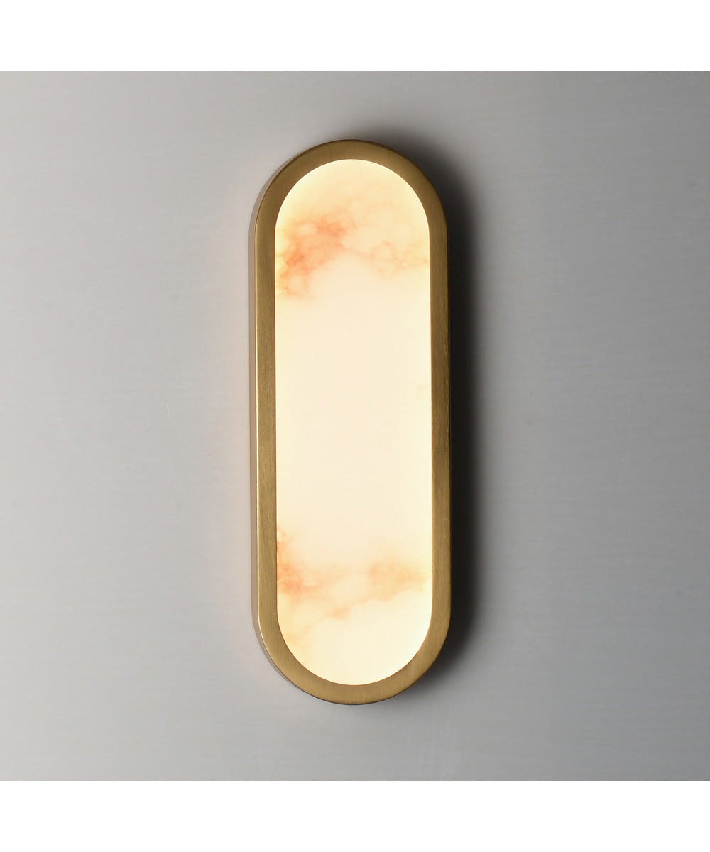Plinth 15 inch LED Alabaster Wall Sconce Natural Aged Brass