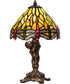 12" High Tiffany Hanginghead Dragonfly Cherub Accent Lamp