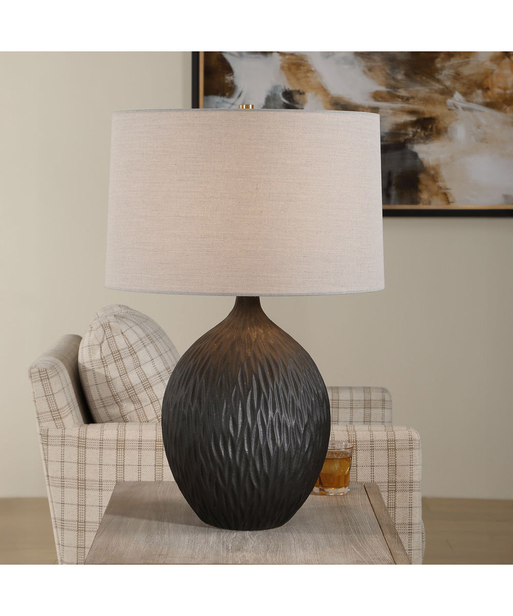 Levee Satin Black Table Lamp