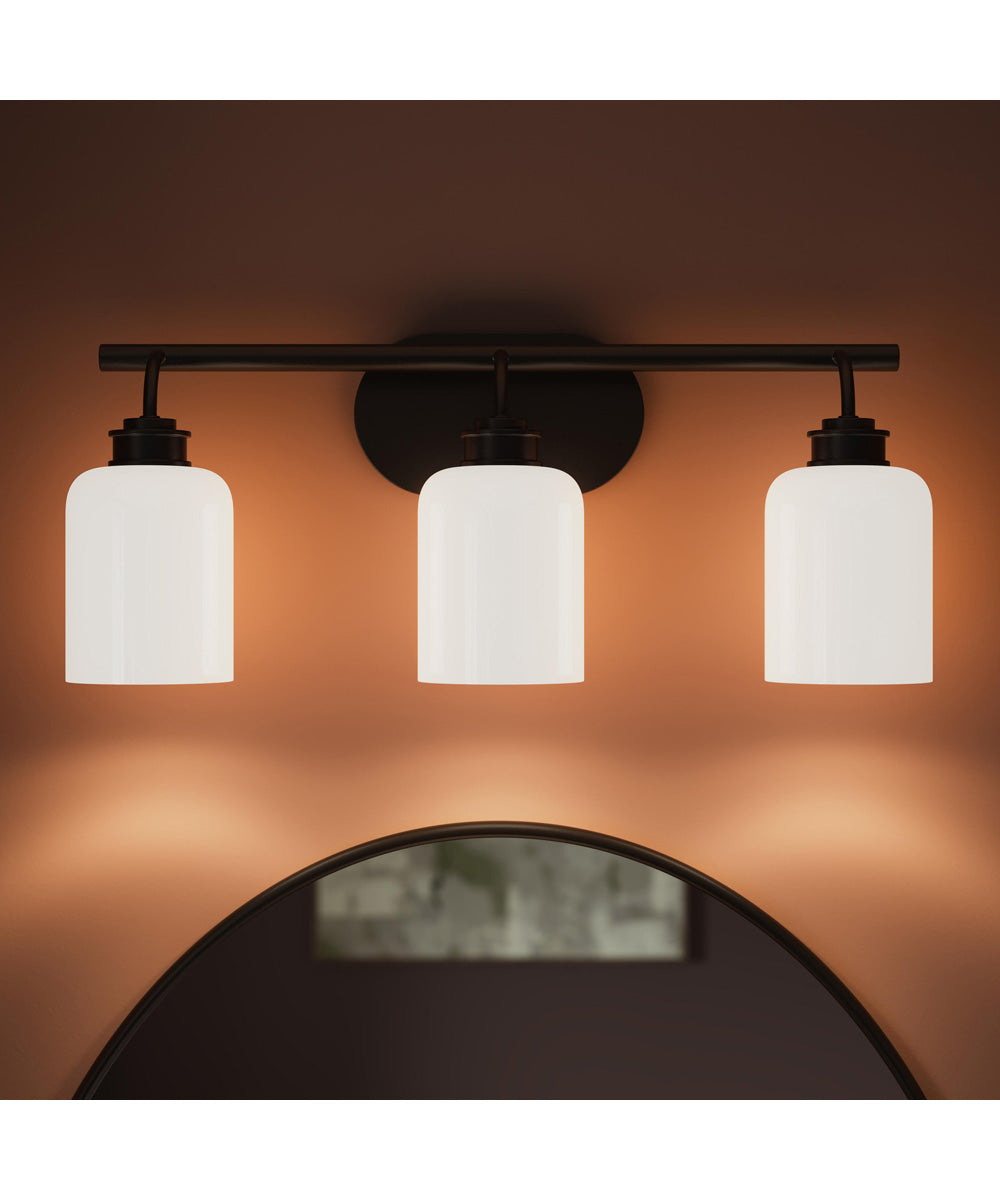 Reines 3-Light Bath Vanity with Opal Glass Shades Matte Black