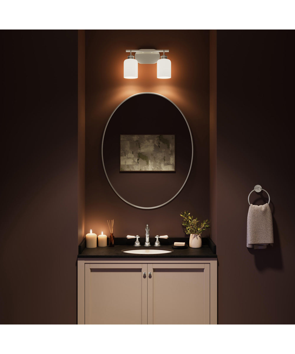 Reines 2-Light Bath Vanity with Opal Glass Shades Brushed Nickel