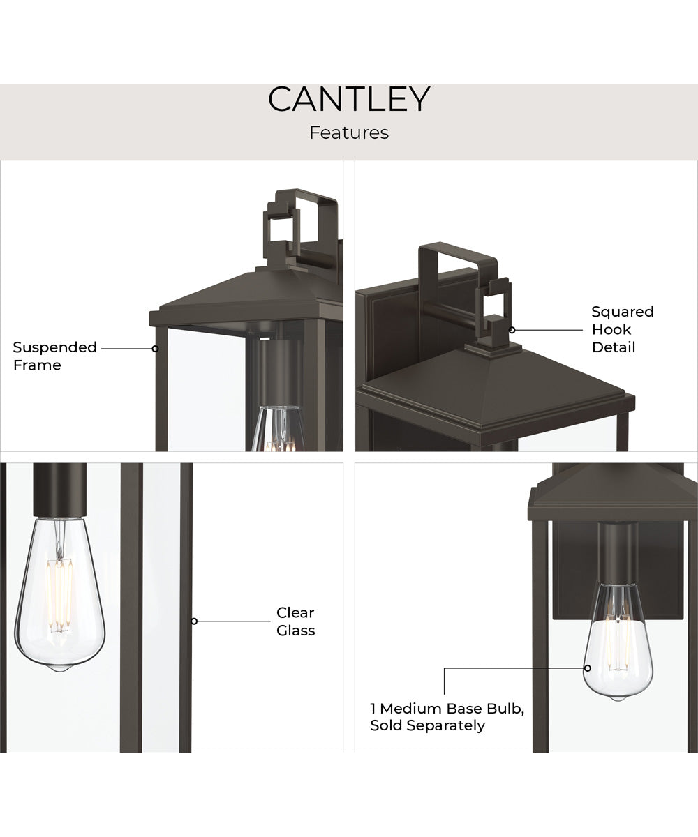 Cantley Large Outdoor Wall Lantern with Clear Glass Panels Antique Bronze