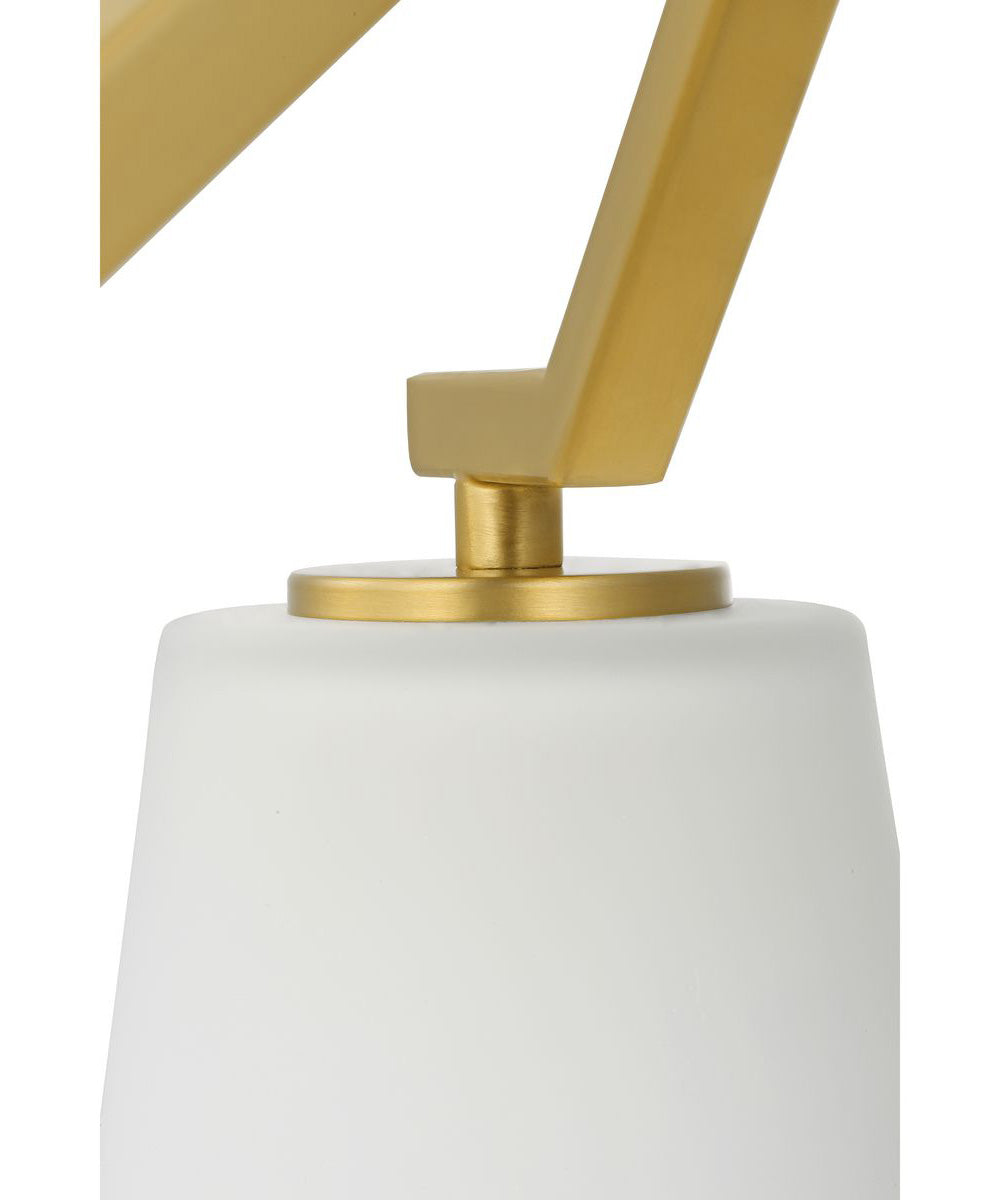 Vertex 3-Light Etched White Convertible Chandelier Brushed Gold