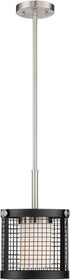 8"W Pratt 1-Light Pendant Black / Brushed Nickel Accents