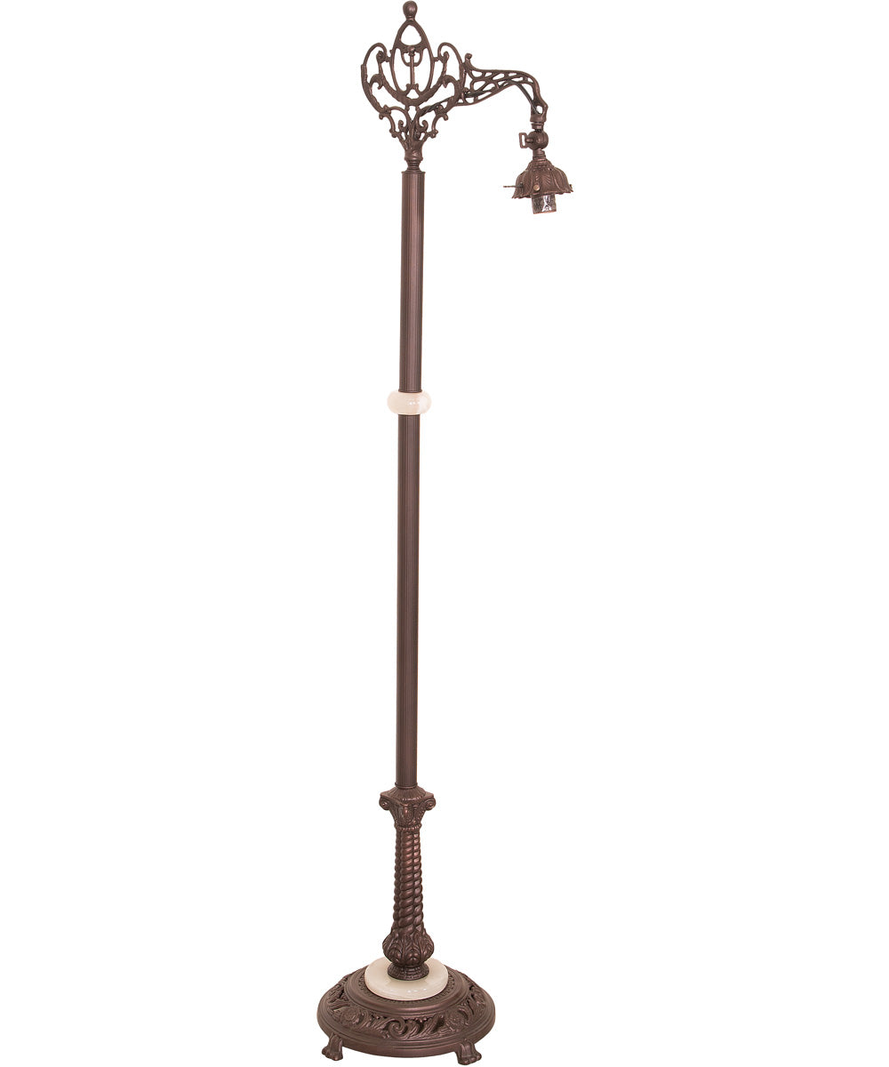 60" High Victorian Bridge Arm W/Pleated Textrene Shade Floor Lamp