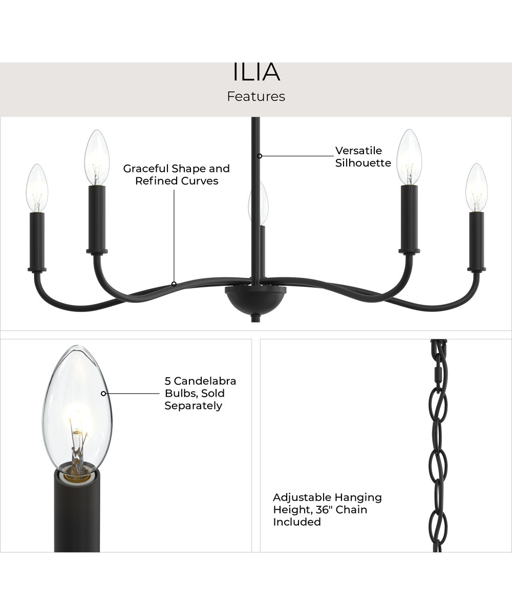 Ilia 5-Light Chandelier Matte Black