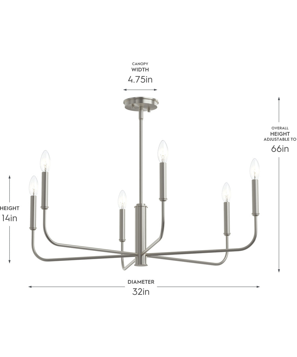 Reines 6-Light Large Chandelier Brushed Nickel