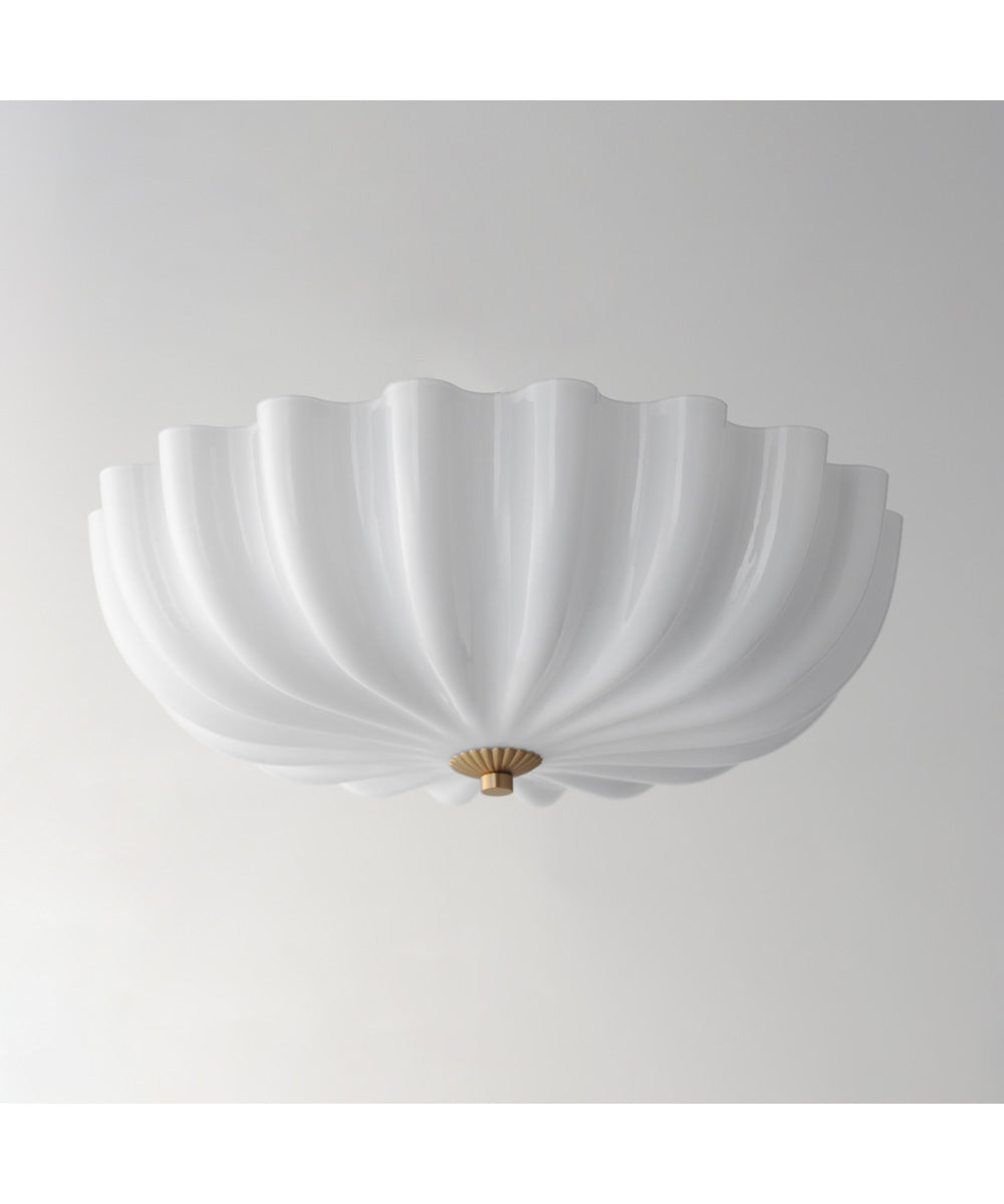 Bundt 15 inch Wall Sconce / Flush Mount White/Natural Aged Brass