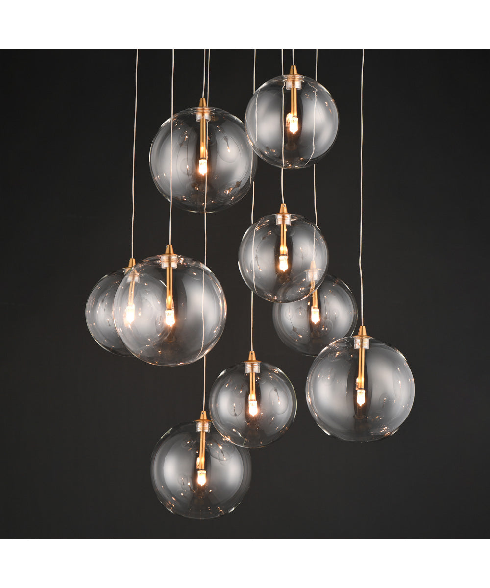 Global 9-Light LED Chandelier Natural Aged Brass