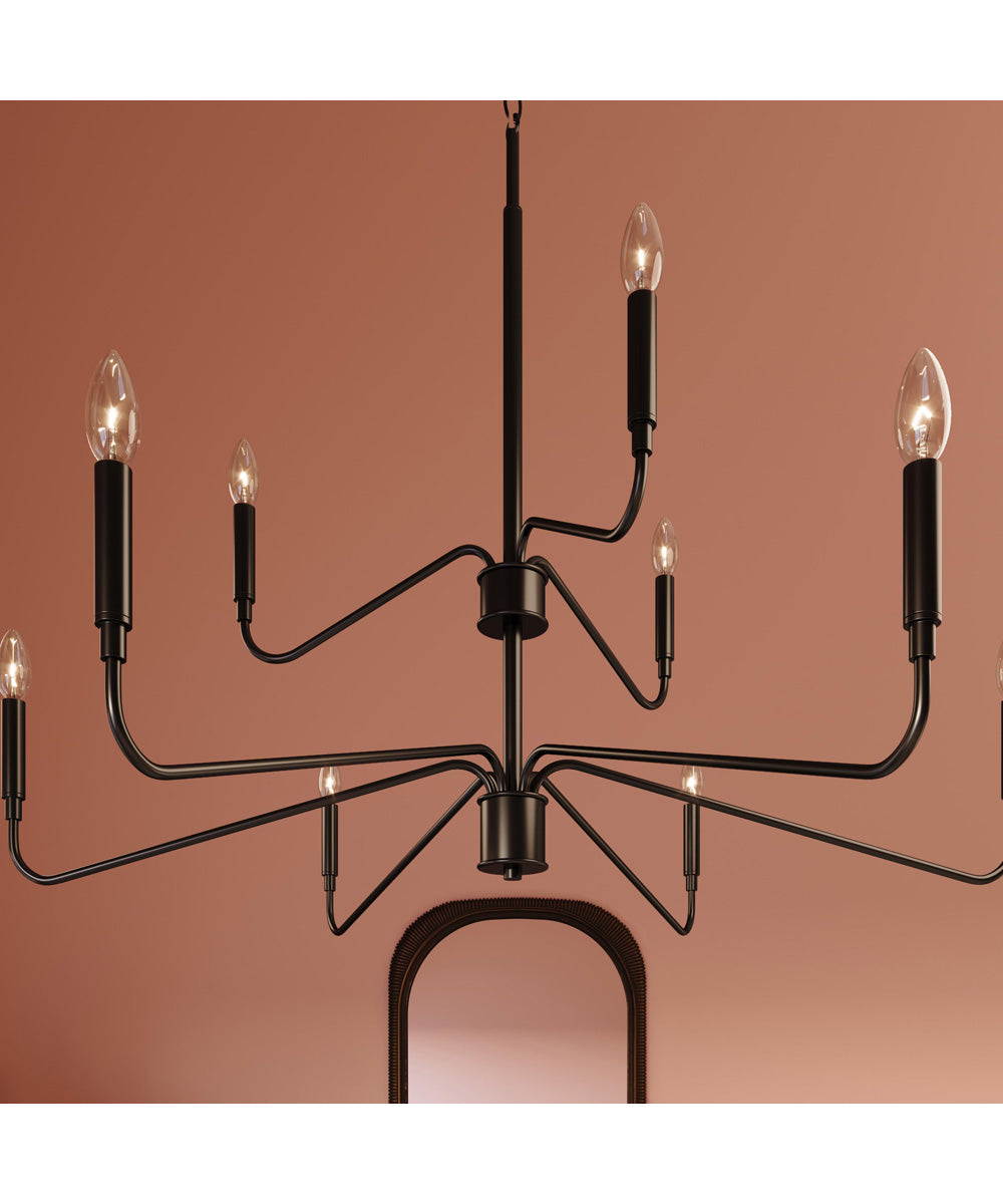 Pilar Two-Tier 9-Light Chandelier Matte Black