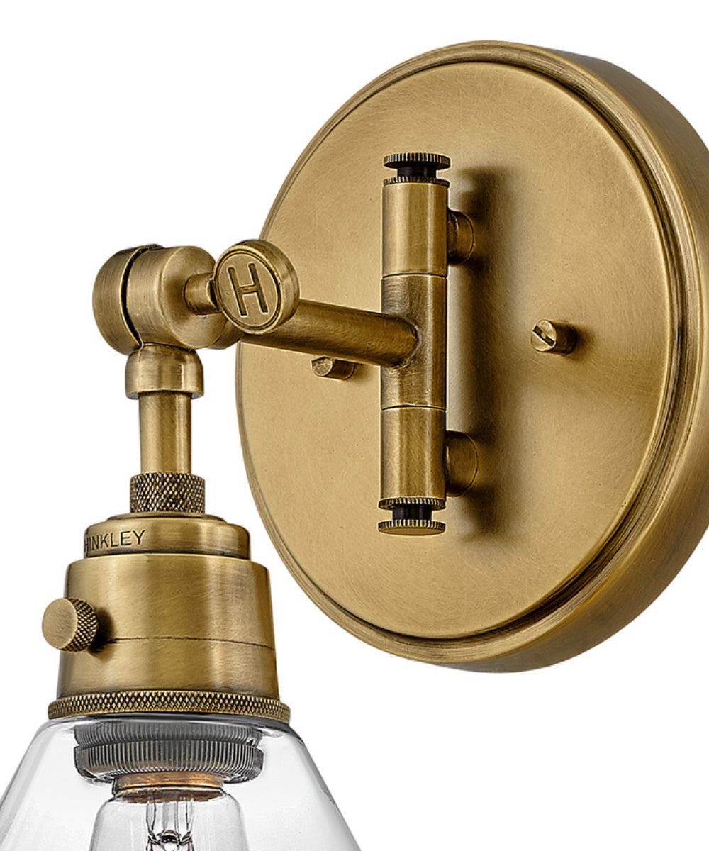 Arti 1-Light Small Single Light Sconce in Heritage Brass with Clear glass