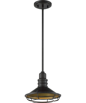 10"W Blue Harbor 1-Light Pendant Dark Bronze / Gold