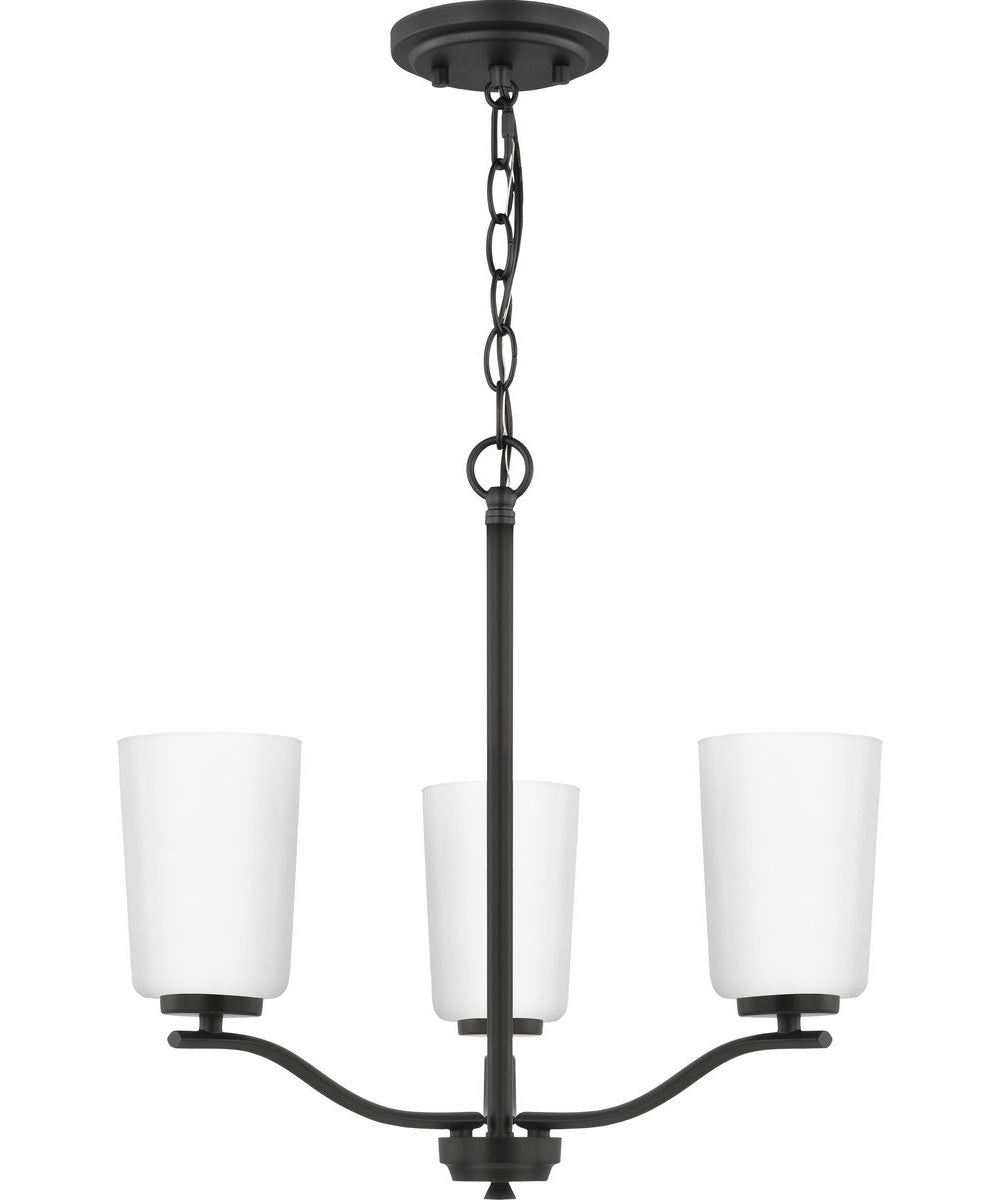 Adley 3-Light Etched White Glass Semi-Flush Convertible Light Matte Black