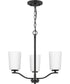 Adley 3-Light Etched White Glass Semi-Flush Convertible Light Matte Black