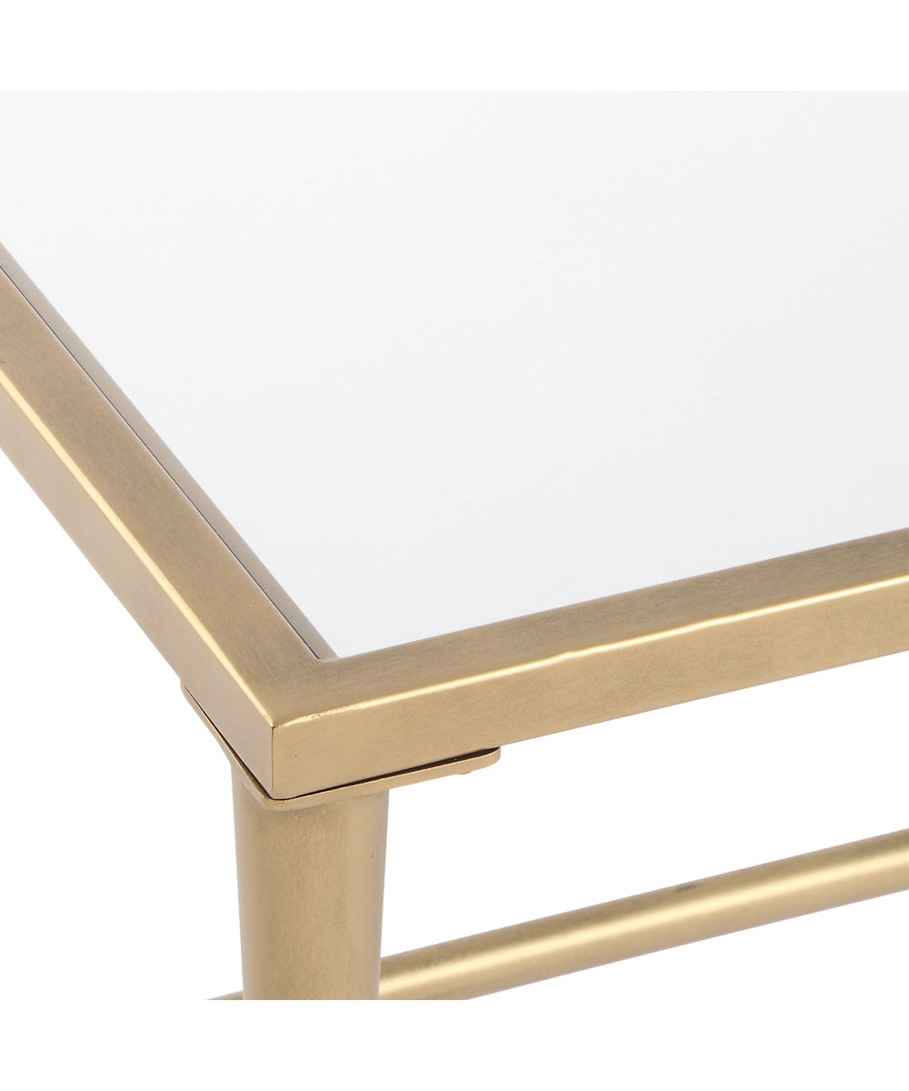 Accent Furniture with Tempered Glass Top Antique Gold