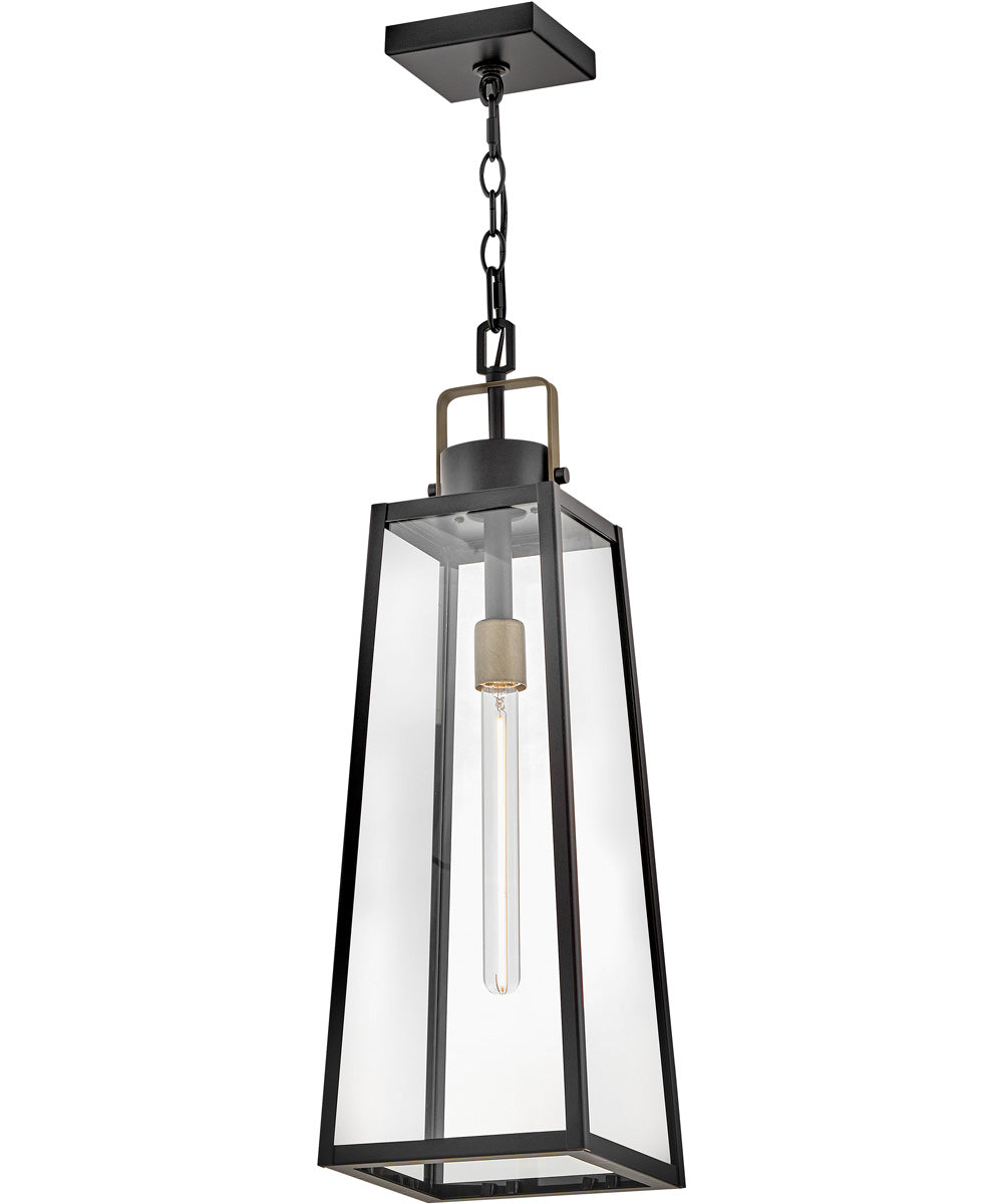 Hugh 1-Light Large Hanging Lantern in Black