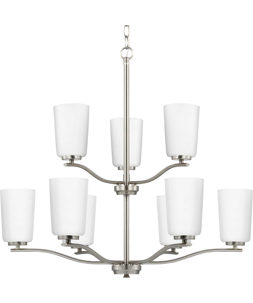 Adley 9-Light Etched White Opal Glass New Traditional Chandelier Brushed Nickel