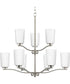 Adley 9-Light Etched White Opal Glass New Traditional Chandelier Brushed Nickel