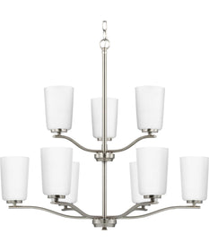 Adley 9-Light Etched White Opal Glass New Traditional Chandelier Brushed Nickel