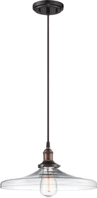 14"W Vintage 1-Light Pendant Rustic Bronze
