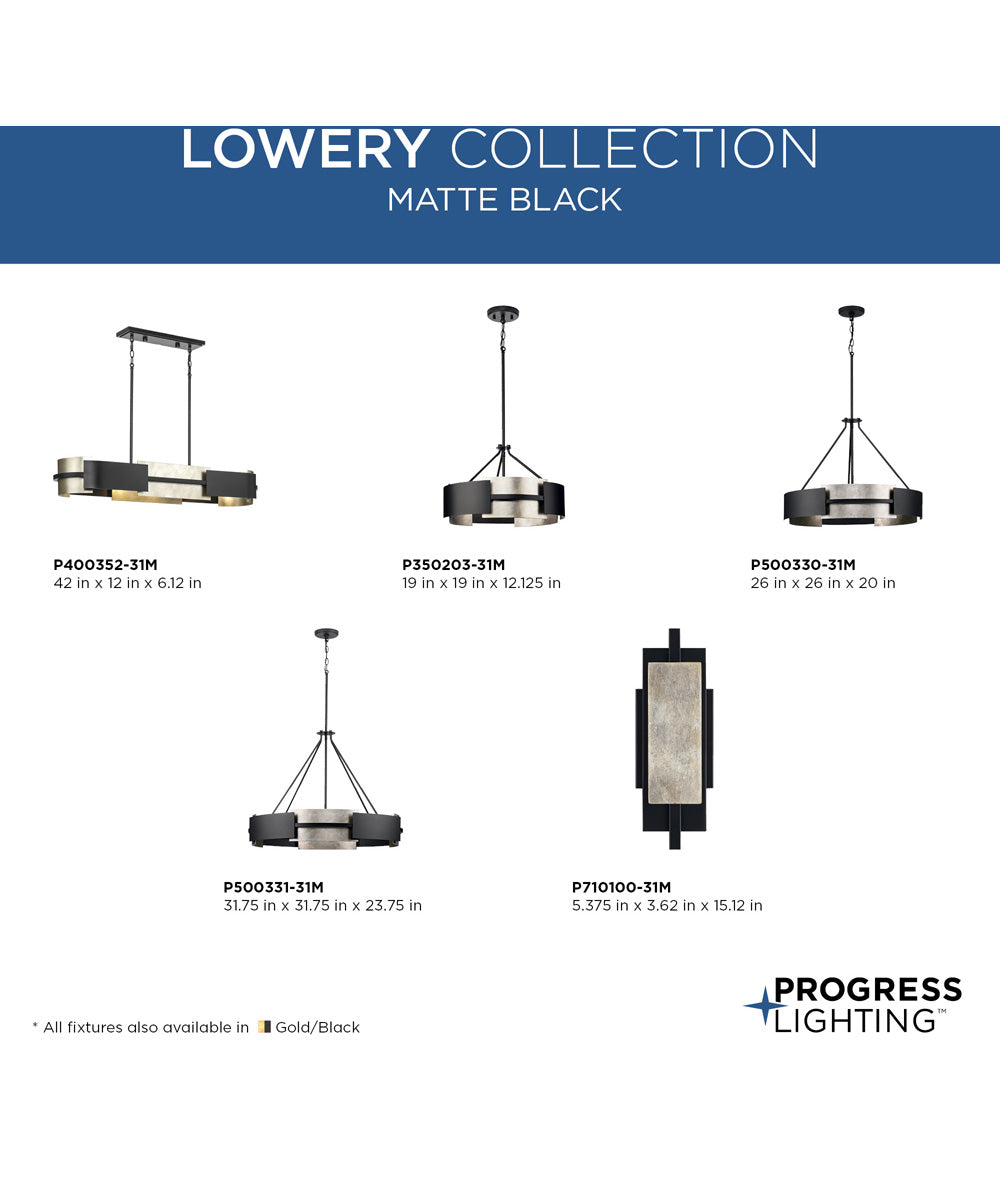 Lowery 3-Light Semi-Flush Mount Matte Black