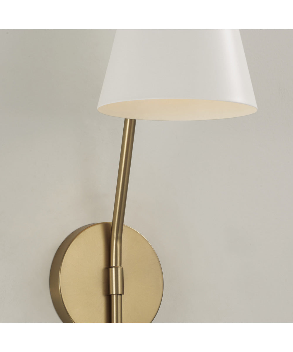 Cami 1-Light Sconce Aged Brass and White