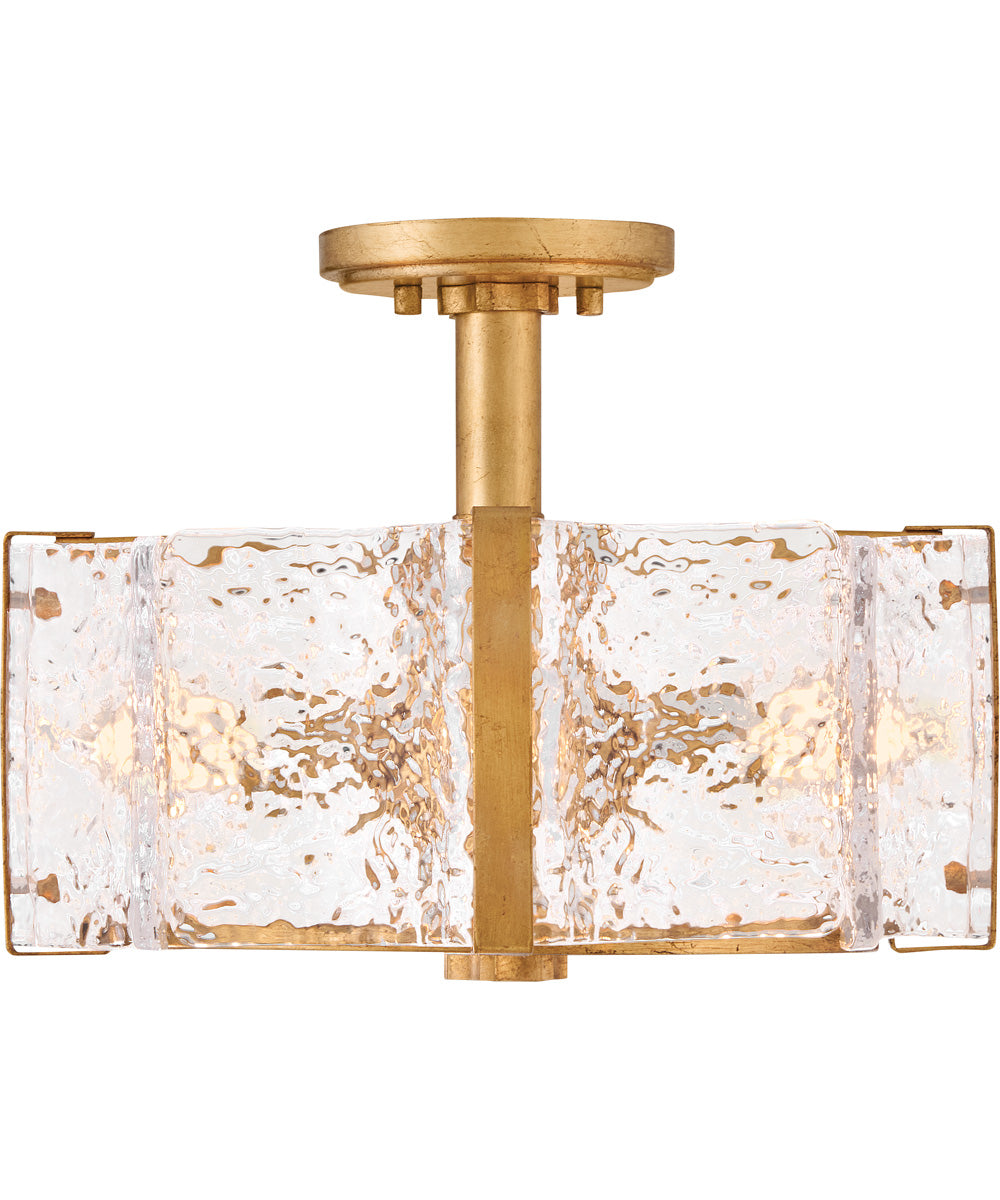 Florian 4-Light Medium Semi-Flush Mount in Distressed Brass