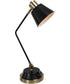 Desk Lamp in Antique Brass with USB Port and Metal Shade