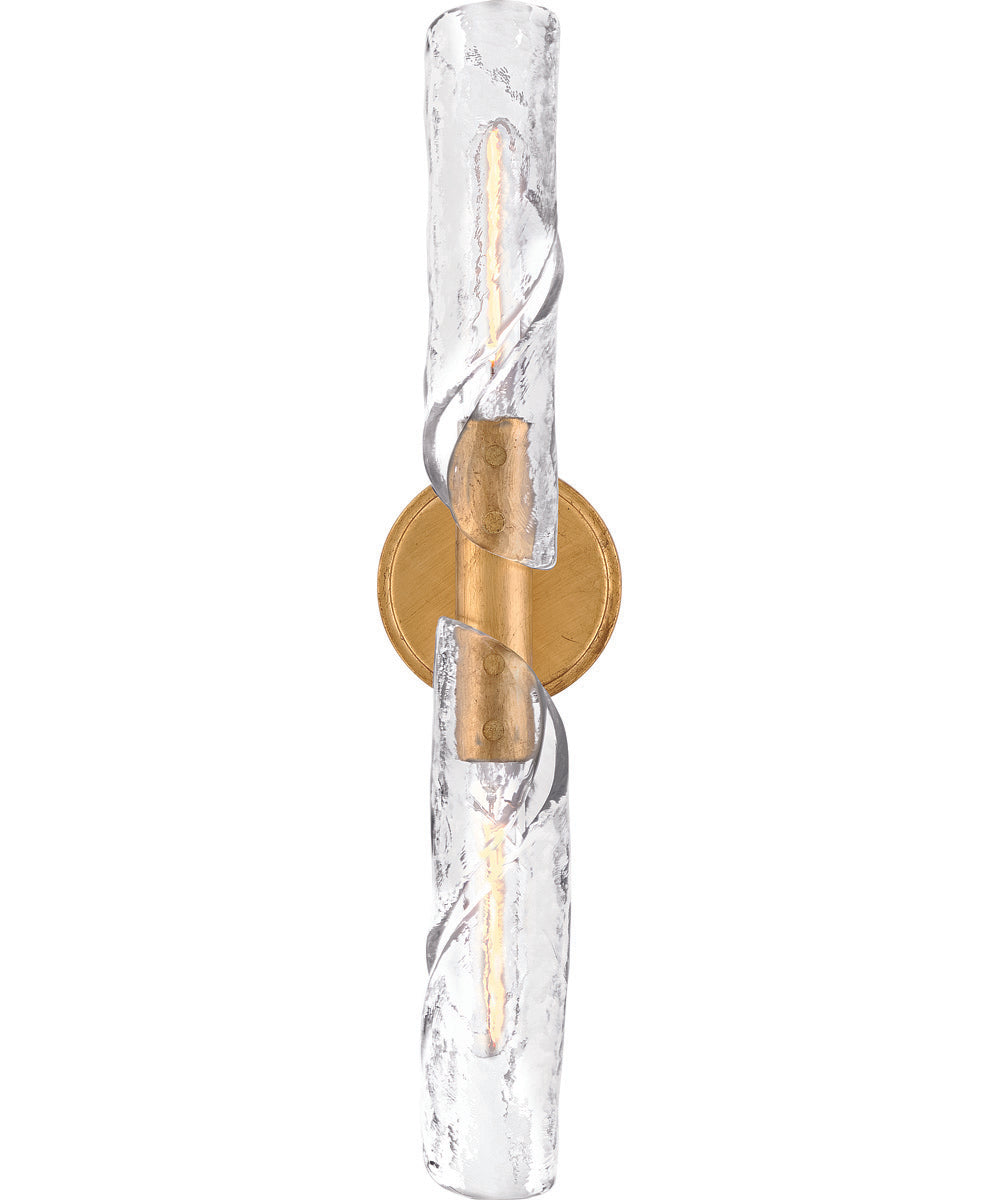 Capri 2-Light Large Two Light Sconce in Distressed Brass