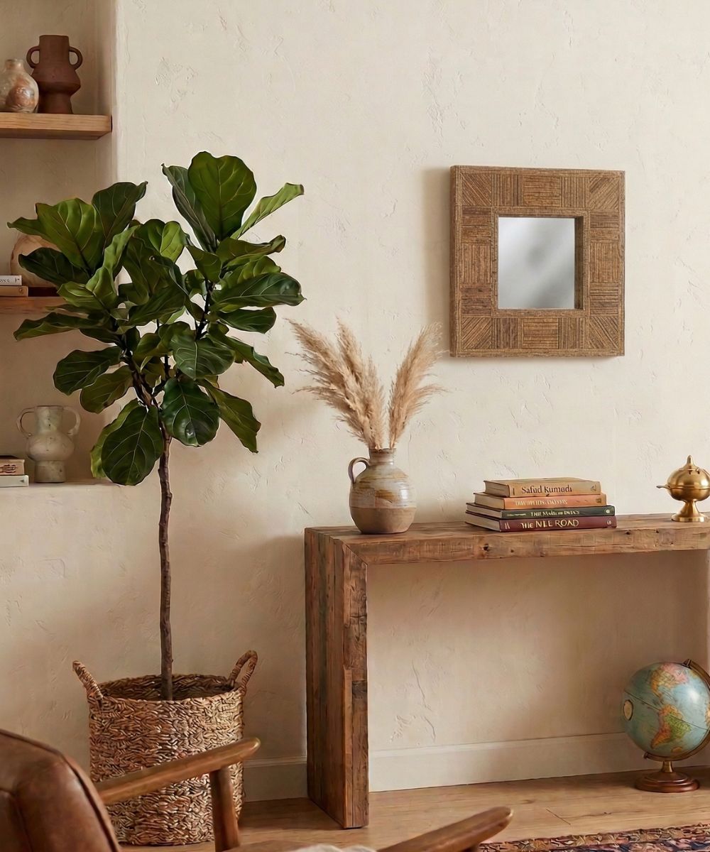 UMA Brown Wicker Frame - 16.25" Wall Mirror