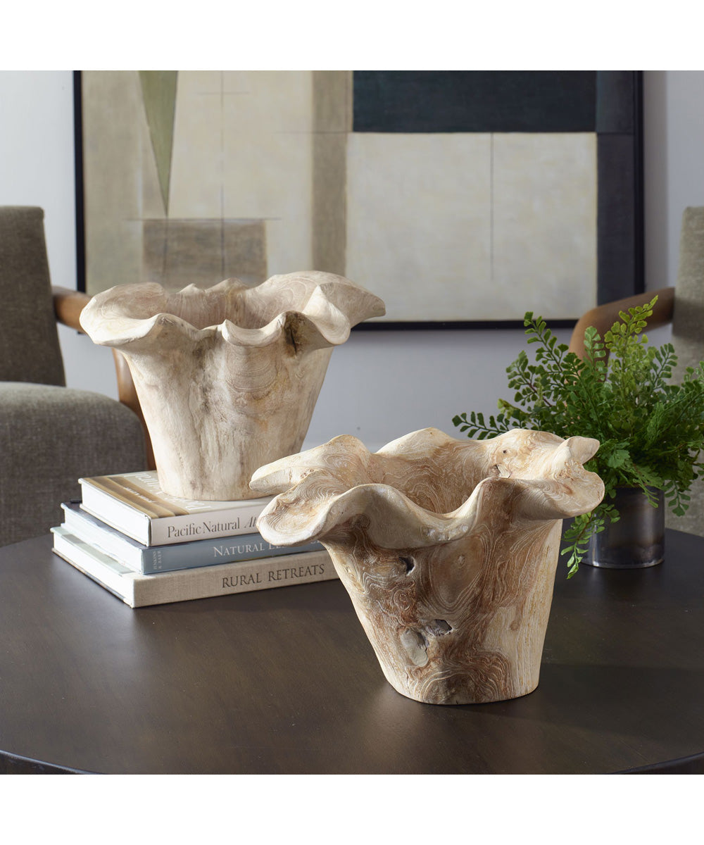 Teak Flow White Wash Outdoor Bowl