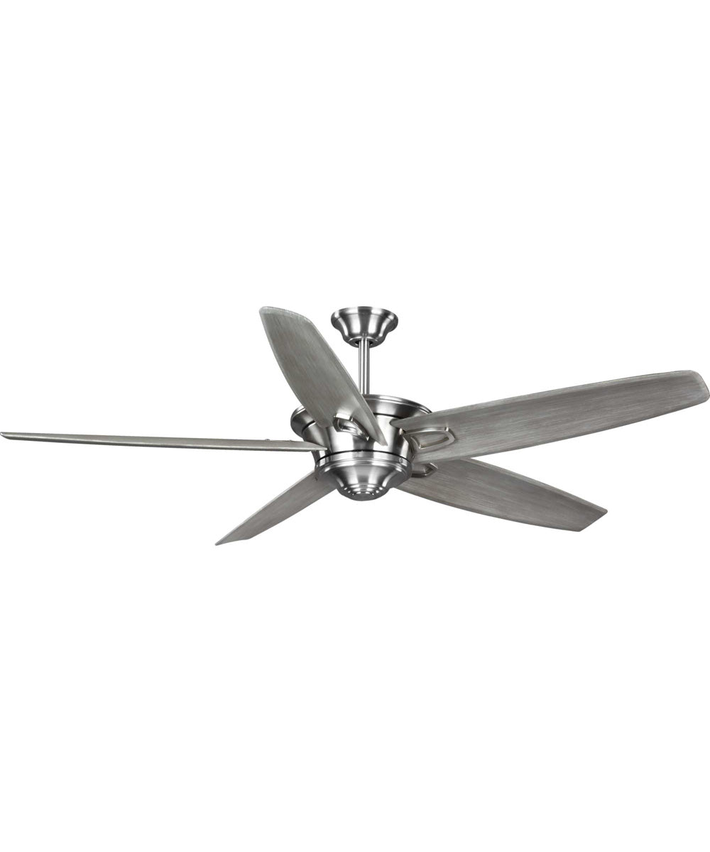 Caleb 68-Inch 5-Blade Brushed Nickel Transitional Ceiling Fan Weathered Wood