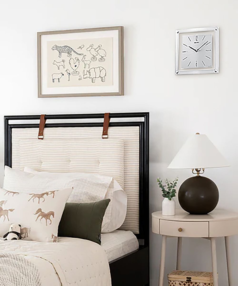 OPEN BOX Wall Clock Square Silver and Glass Glass Cover