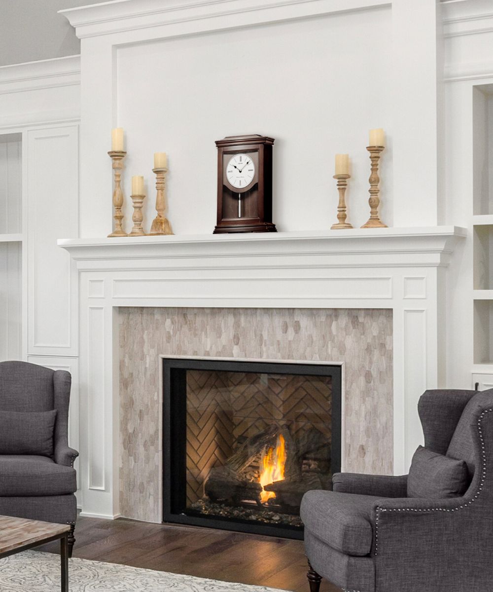 13"H Mantel Clock Dark Brown Alder