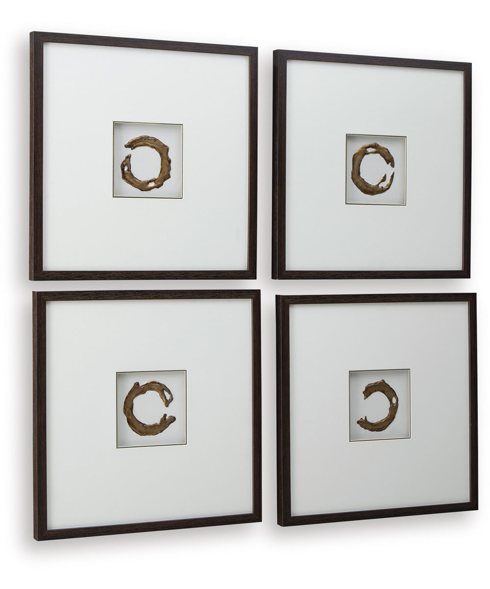 Dallbourne Wall Art Set Set of 4 White/Gold