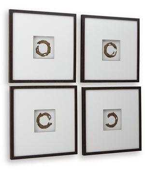 Dallbourne Wall Art Set Set of 4 White/Gold