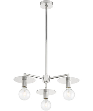 24"W Bizet 3-Light Chandelier Polished Nickel