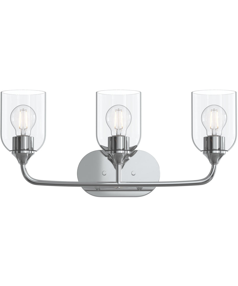 Ilia 3-Light Bath Vanity with Clear Glass Shade Polished Chrome