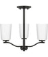 Adley 3-Light Etched White Glass Semi-Flush Convertible Light Matte Black