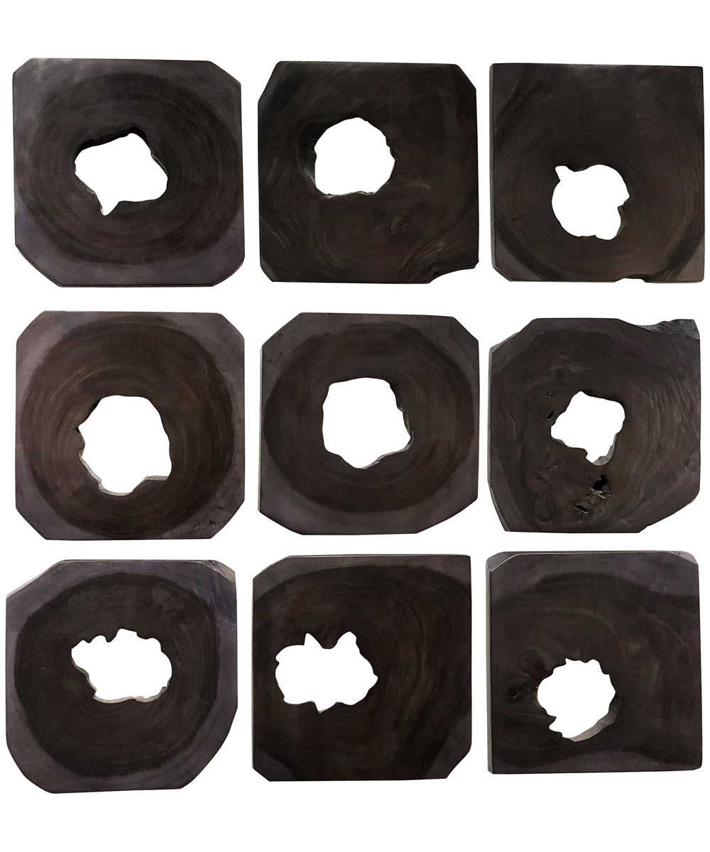 Bahati Ebony Wood Wall Art, Set of 9